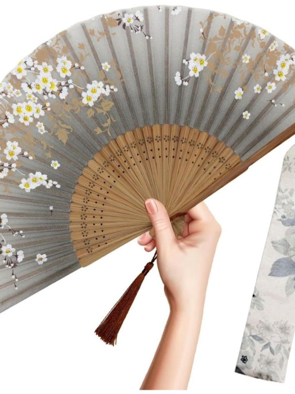 Folding Hand Fan for Women - Foldable Chinese Japanese Vintage Bamboo Silk Fan -